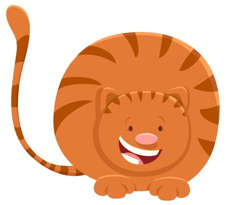 Cartoon Illustration of Funny Red Cat or Kitten Animal Characterのイラスト素材