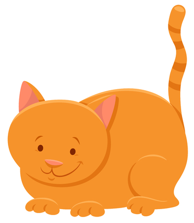 Cartoon Illustration of Cute Yellow Cat or Kitten Animal Characterのイラスト素材