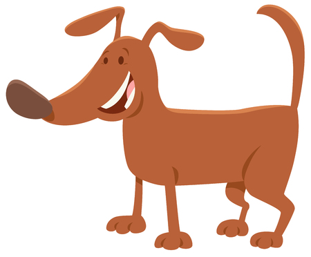 Cartoon Illustration of Happy Brown Dog Pet Animal Characterのイラスト素材