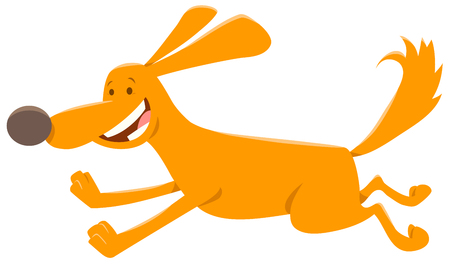 Cartoon Illustration of Happy Running Dog Animal Characterのイラスト素材