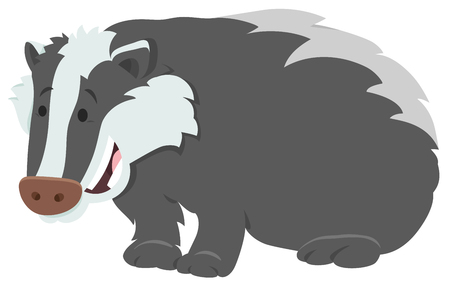 Cartoon Illustration of Funny Badger Wild Animal Characterのイラスト素材