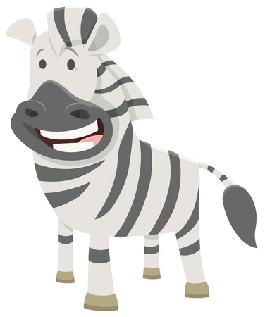 Cartoon Illustration of Funny African Zebra Wild Animal Characterのイラスト素材