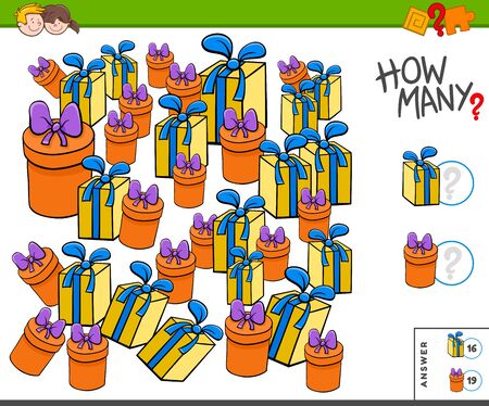 Illustration of Educational Counting Task for Children with Christmas or Birthday Presentsのイラスト素材