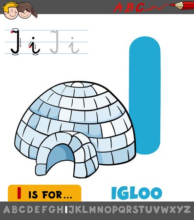 Educational Cartoon Illustration of Letter I from Alphabet with Igloo for Childrenのイラスト素材