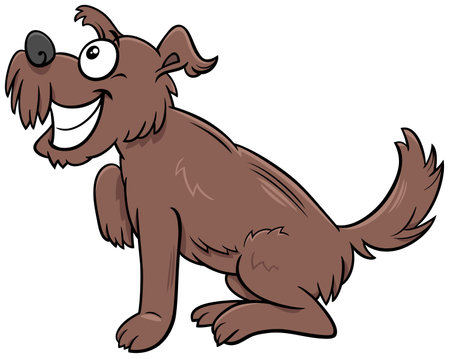 Cartoon illustration of funny brown shaggy dog comic animal characterのイラスト素材