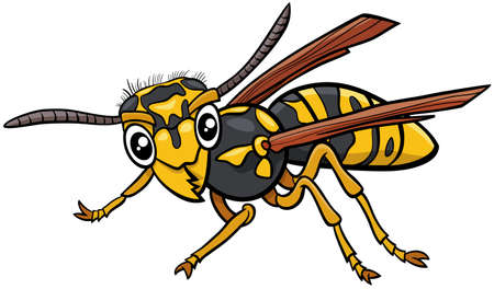 Cartoon illustration of yellowjacket or wasp insect animal characterのイラスト素材