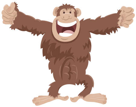 Cartoon illustration of funny chimpanzee ape comic animal characterのイラスト素材
