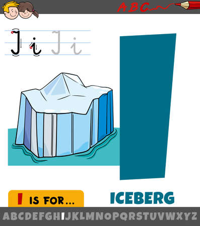 Educational cartoon illustration of letter I from alphabet with iceberg objectのイラスト素材