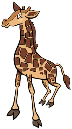 Cartoon illustration of cute baby giraffe comic animal characterのイラスト素材