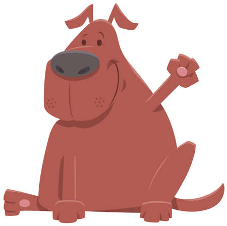 Cartoon illustration of funny dog animal character waving his pawのイラスト素材