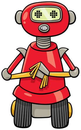 Cartoon illustration of funny red robot or droid fantasy characterのイラスト素材