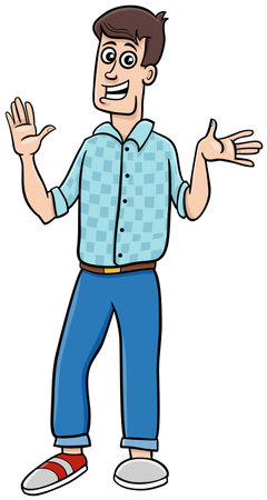 Cartoon illustration of young man or guy comic characterのイラスト素材