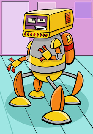 Cartoon illustration of robot or droid comic fantasy characterのイラスト素材