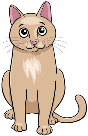 Cartoon illustration of funny beige cat comic animal characterのイラスト素材