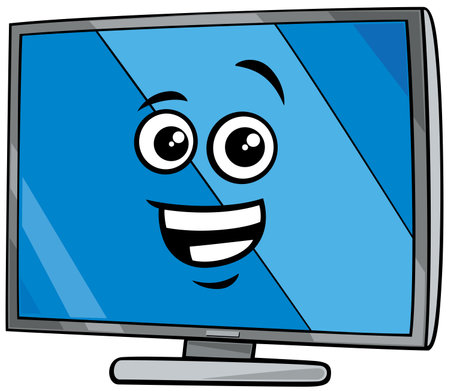Cartoon illustration of funny tv set or computer monitor object clip artのイラスト素材