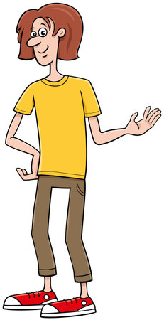 Cartoon illustration of happy young man or guy comic characterのイラスト素材