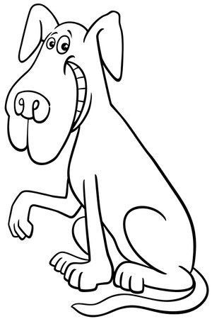 Cartoon illustration of funny dog comic animal character giving a paw coloring pageのイラスト素材