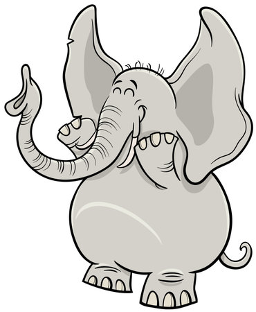 Cartoon illustration of funny standing African elephant animal characterのイラスト素材