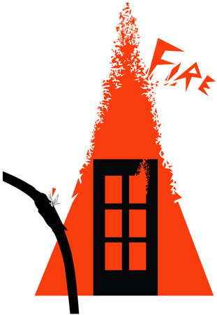 Educational poster warning against fire caused by faulty electrical installationのイラスト素材