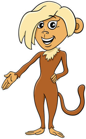 Cartoon illustration of funny female monkey animal characterのイラスト素材