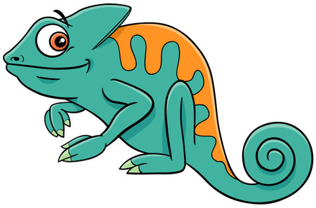 Cartoon illustration of cute chameleon reptile animal characterのイラスト素材