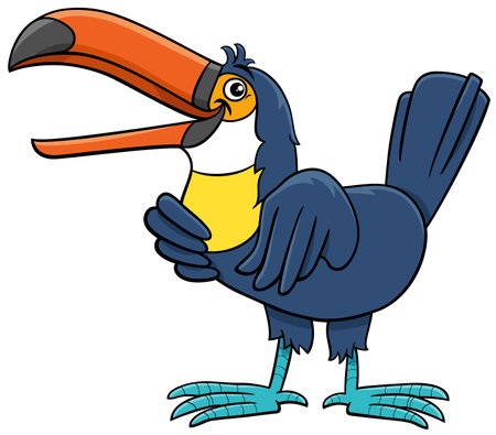 Cartoon illustration of funny toucan bird animal character laughingのイラスト素材