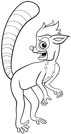Cartoon illustration of funny lemur primate animal characterのイラスト素材