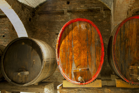 Wine Barrel in a cellar in Tuscany, Italy