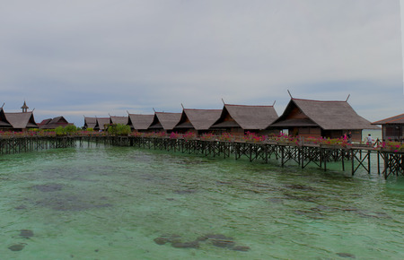 Kapalai Resort view Turquoise Tropical Paradise Crystal Water Borneo Indonesiaのeditorial素材