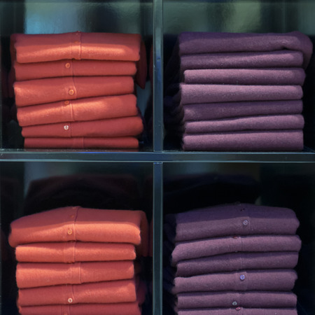 wool fabric clothes in a shop standの写真素材