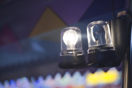 Fun Fair Carnival Luna Park moving lights on black night backgroundのeditorial素材