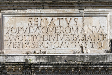 Senatus populusque Roman inscription augustus imperator on triumph arcのeditorial素材