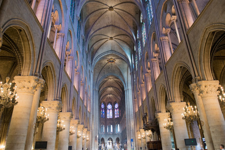 notre dame paris cathedral dome internalのeditorial素材