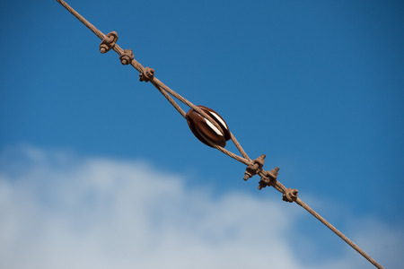 iron steel cables on the sky background