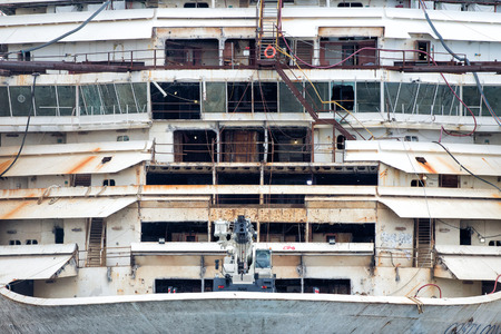 Wreck of Costa Concordia Ship in Genoa Harborのeditorial素材