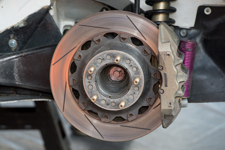 race car brake system detail close upの写真素材