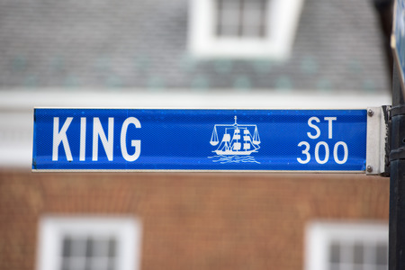 Alexandria king street blue sign detailの写真素材
