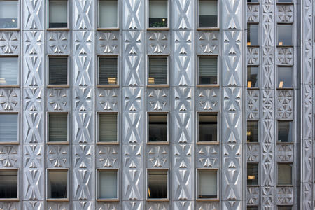 close up on new york manhattan iron and glass skyscrapersの写真素材