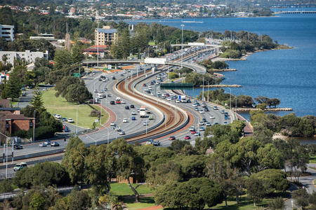 PERTH, AUSTRALIA, AUGUST, 18 2015 -  Heavy traffic on highwayのeditorial素材