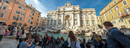 ROME, ITALY - NOVEMBER 24, 2012 - Rome Trevi Fountain is crowded of tourist on sunny dayのeditorial素材