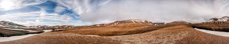 Iceland Landmannalaugar - Porsmork trekking lava panoramaの写真素材