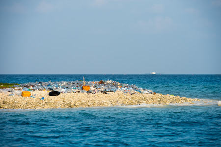 maldives rubbish island plastic garbage in maleの写真素材