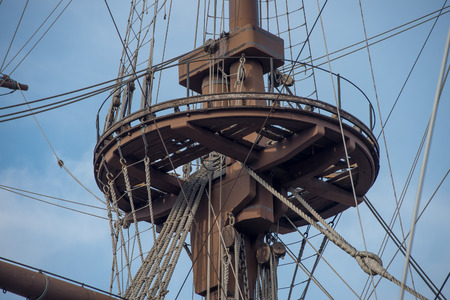 wooden pirate sail ship detail close up