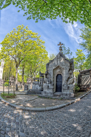 PARIS, FRANCE - MAY 2, 2016: Monumental  Pere-Lachaise cemetery, Paris. Each year thousands fans and curious visitors come to pay homage to celebrities graveのeditorial素材