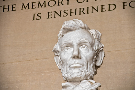WASHINGTON, USA - JUNE 24 2016 - Lincoln statue detail at Memorial in Washington DC is a most visited touristic place in DCのeditorial素材