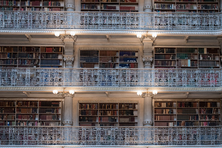 Books Shelf inside a libraryのeditorial素材