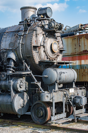 old steam engine iron train detail close up view