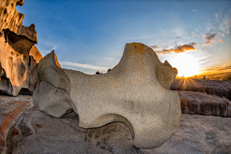 remarcable rocks in south kangaroo island at sunset panorama landscape wilderness retreatの写真素材