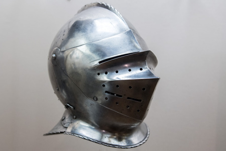 medieval war morion helmet iron isolated on white background