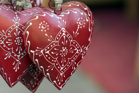 valentine red and white heart love necklageの写真素材